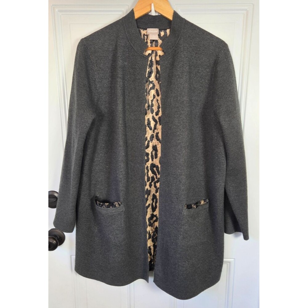 Chico's Cardigan Sweater Size L Animal Print
